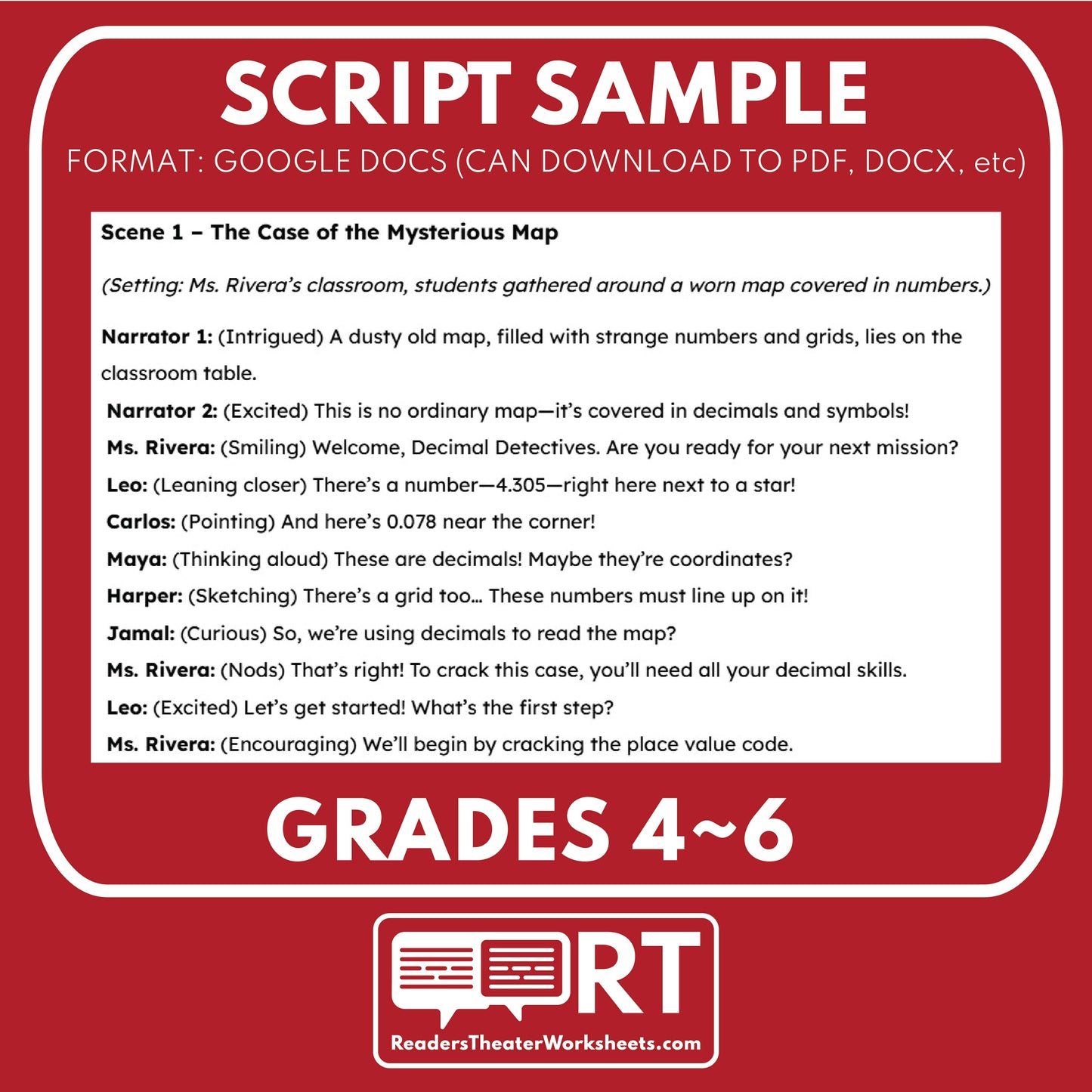Decimal Detectives Math Readers Theater Script for Grades 4 to 6 - ["Grades 3-5","Grades 6-8","Math"]