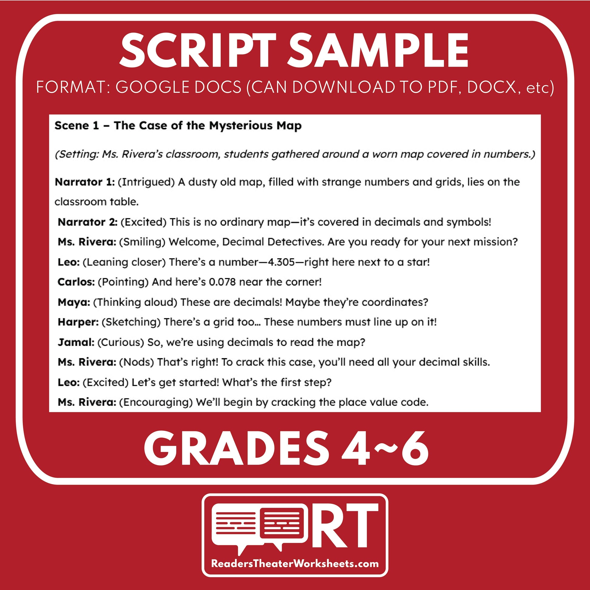 Decimal Detectives Math Readers Theater Script for Grades 4 to 6 - ["Grades 3-5","Grades 6-8","Math"]