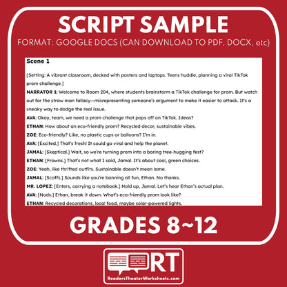 Straw Man Readers Theater Script for Grades 8–12 Logical Fallacy Series - ["Grades 6-8","Grades 9-12","Logical Fallacy"]