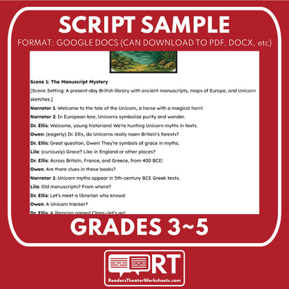 Unicorns - Mythical Creatures | Readers Theater Script for Grades 3 to 5 - ["Grades 3-5","Mythical Creatures"]