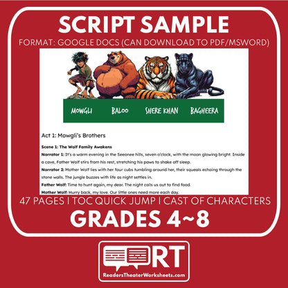 The Jungle Book Adapted Reader's Theater Script | Based on Kipling's Story - ["Classical Literature","Grades 3-5","Grades 6-8"]
