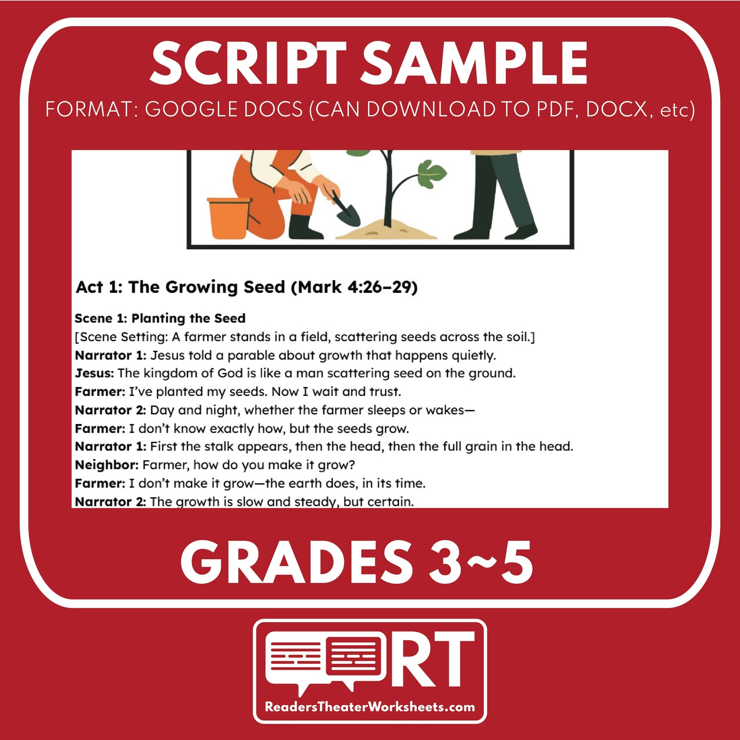 3 FREE Parables about Growth & Patience | Readers Theater Script for Grades 3 to 5 - ["100% FREE","Bible Parable","Bible Teachings","Grades 3-5"]