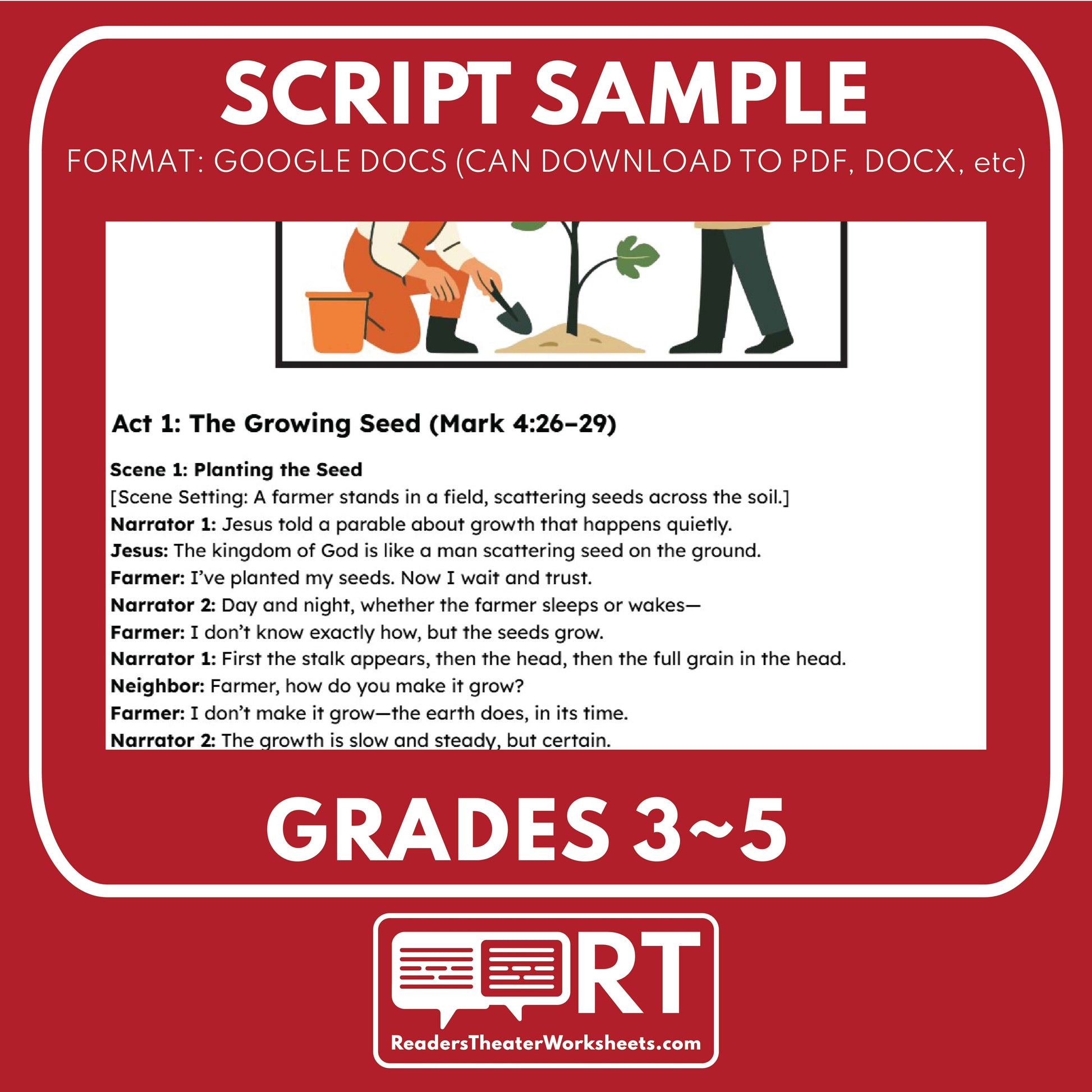 3 FREE Parables about Growth & Patience | Readers Theater Script for Grades 3 to 5 - ["100% FREE","Bible Parable","Bible Teachings","Grades 3-5"]