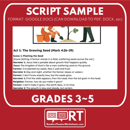 3 FREE Parables about Growth & Patience | Readers Theater Script for Grades 3 to 5 - ["100% FREE","Bible Parable","Bible Teachings","Grades 3-5"]