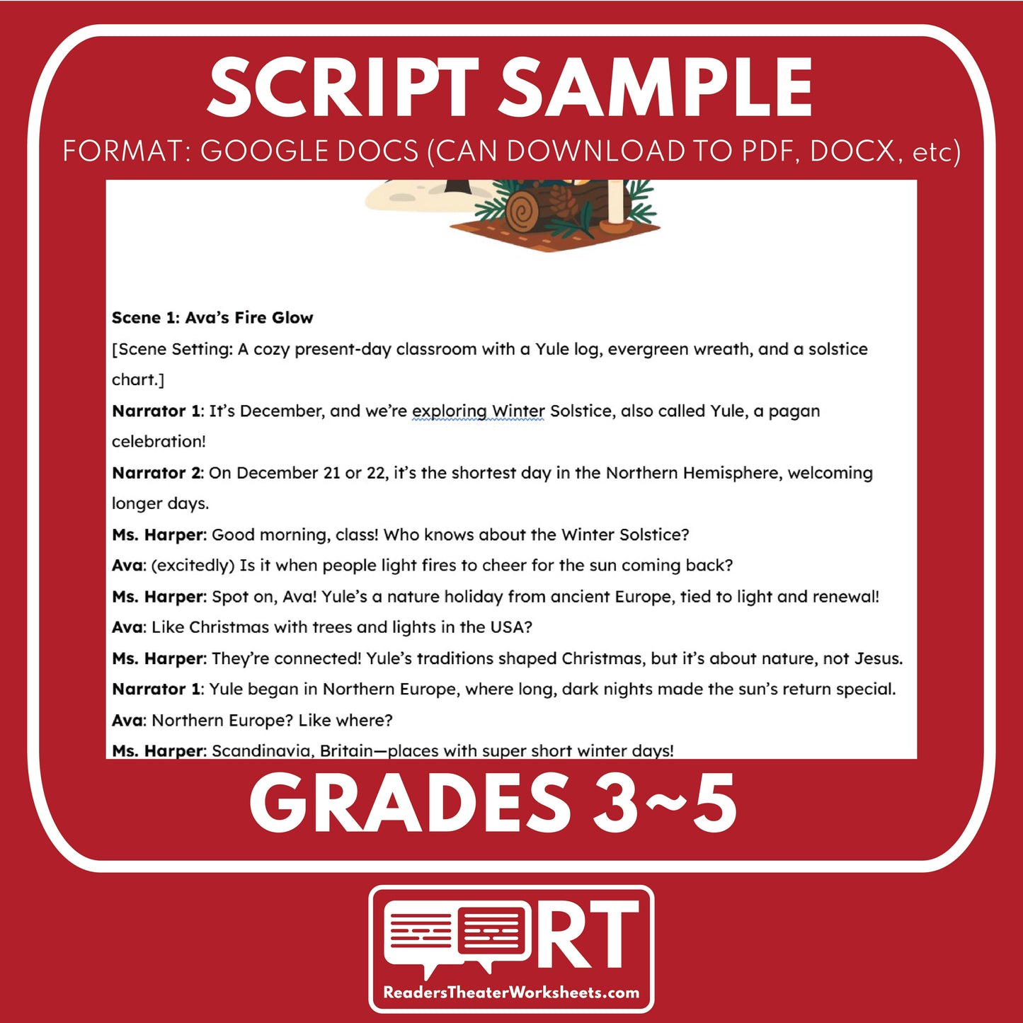 The Winter Solstice & Yule Holiday Readers Theater Script for Grades 3 to 5