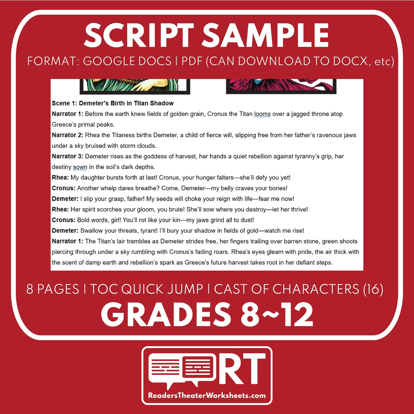 Demeter & Persephone Reader's Theater Script | The Olympians | Greek Mythology - ["Grades 6-8","Grades 9-12","Greek Mythology","Greek Mythology for Google Classroom"]