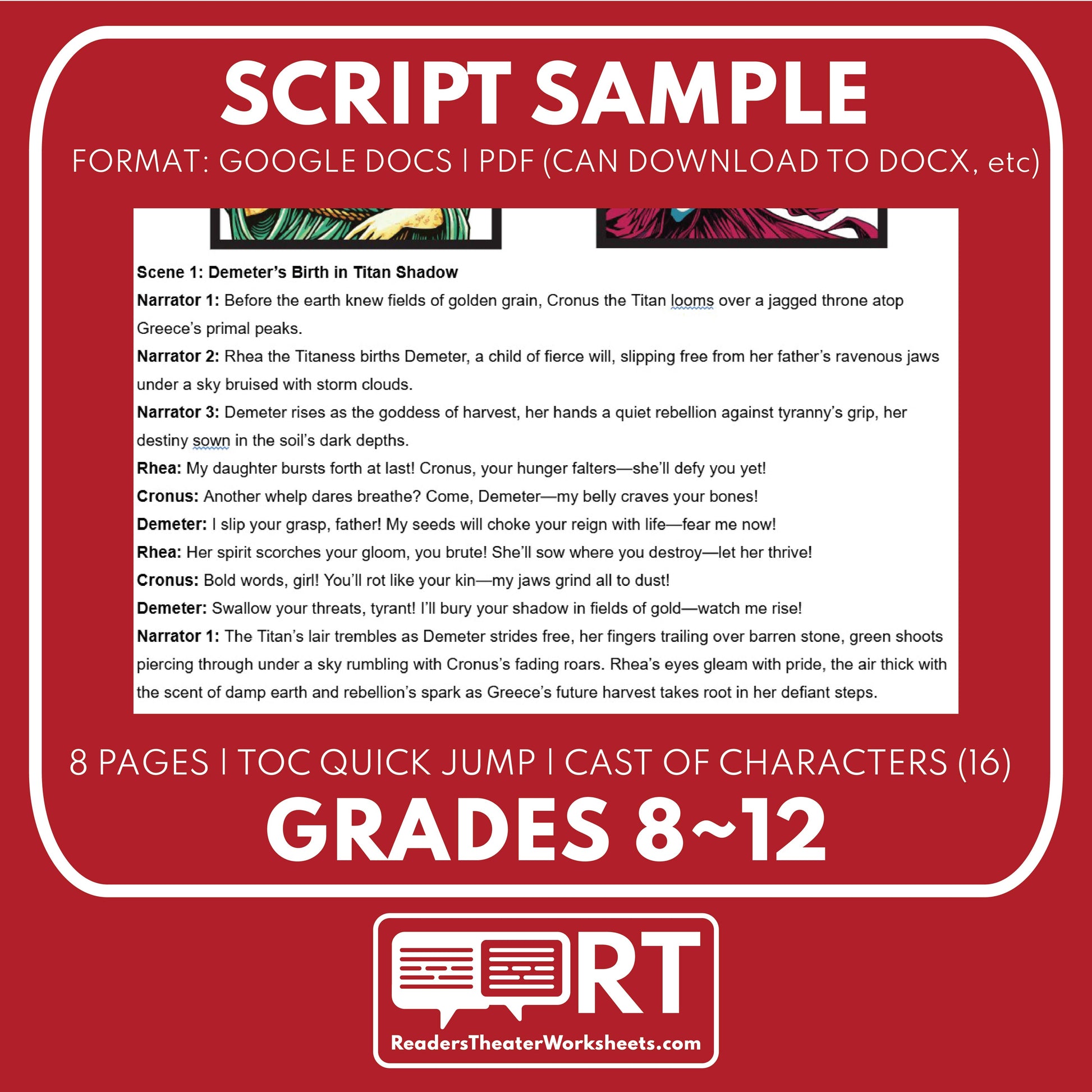 Demeter & Persephone Reader's Theater Script | The Olympians | Greek Mythology - ["Grades 6-8","Grades 9-12","Greek Mythology","Greek Mythology for Google Classroom"]