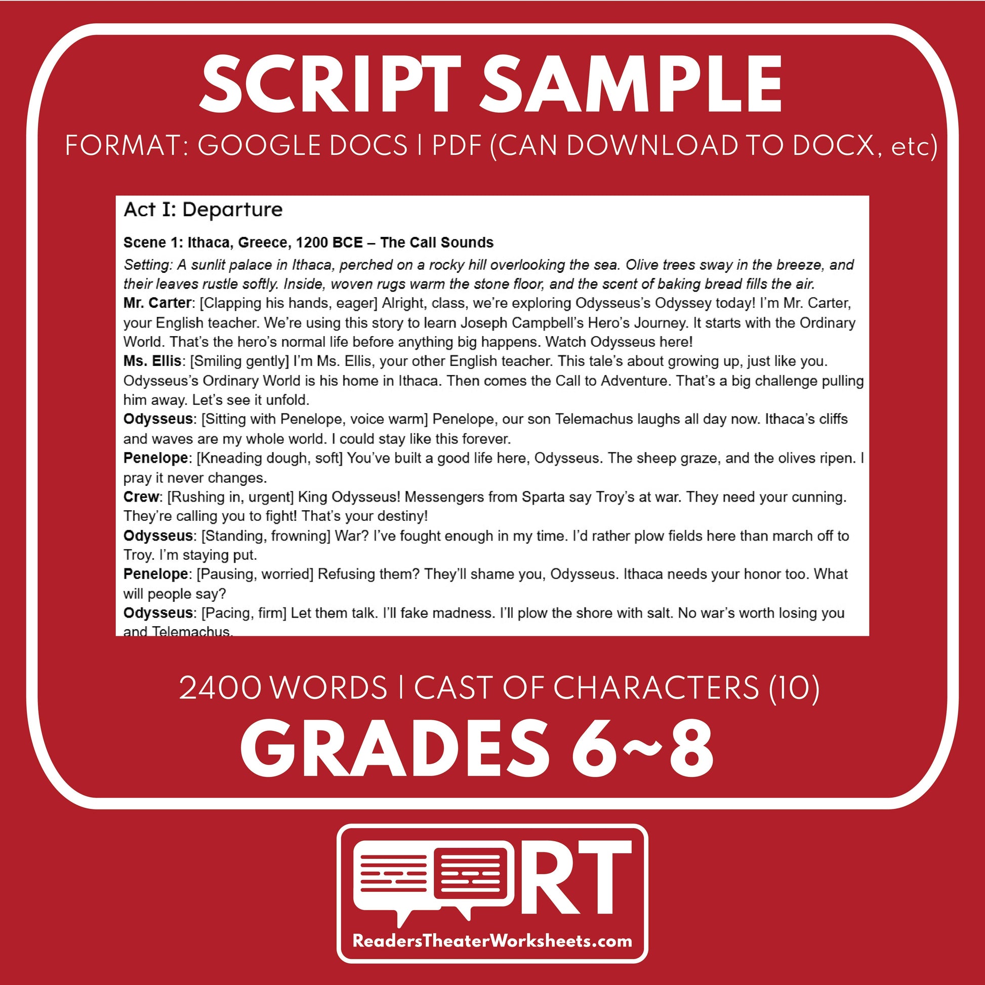 Teach the The Hero's Journey with Reader's Theater based on Campbell's Monomyth - ["Classical Literature","Grades 6-8","Small Groups"]