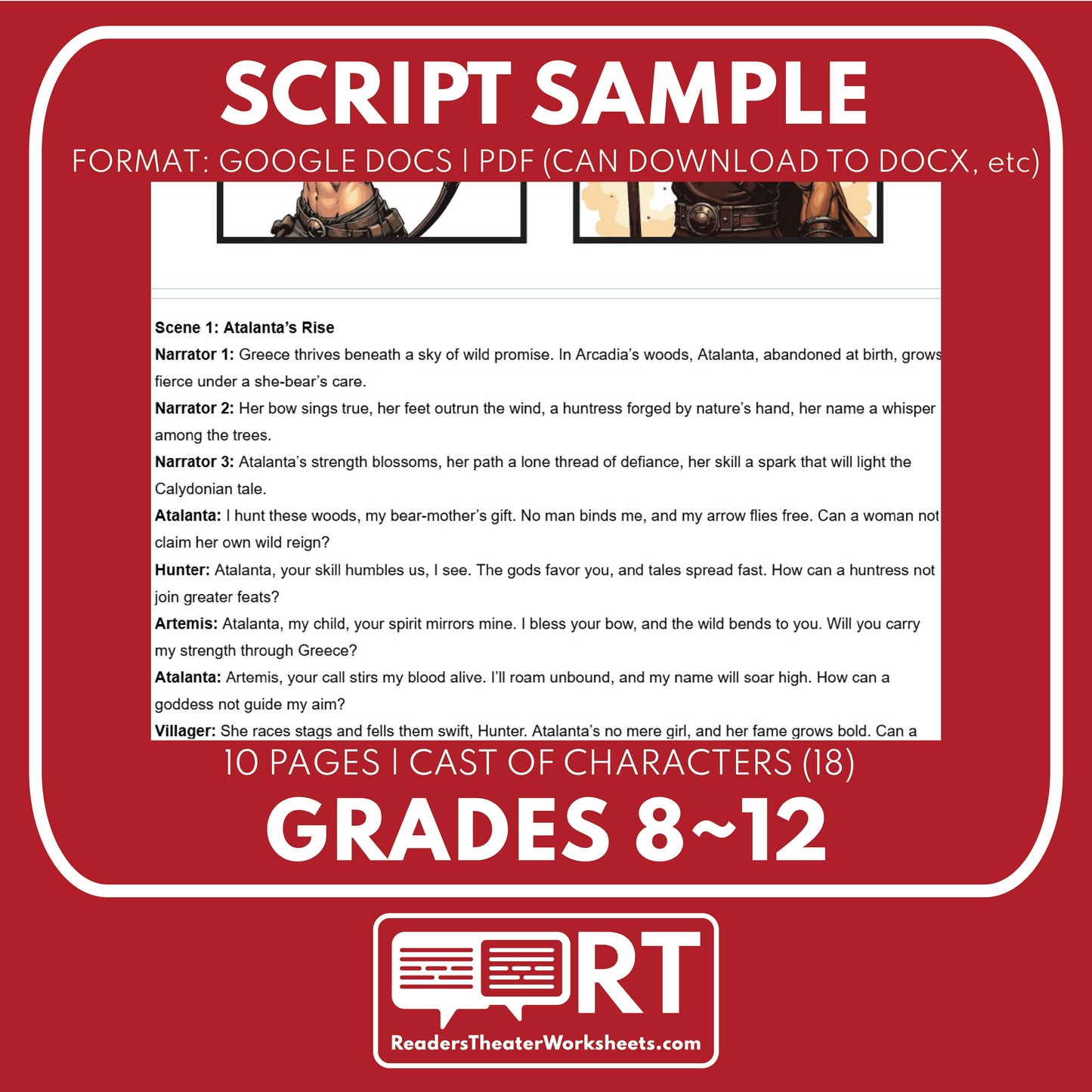 Atalanta & Meleager Reader's Theater Script | Greek Mythology Mortals - ["Grades 6-8","Grades 9-12","Greek Mortals","Greek Mythology","Greek Mythology for Google Classroom"]