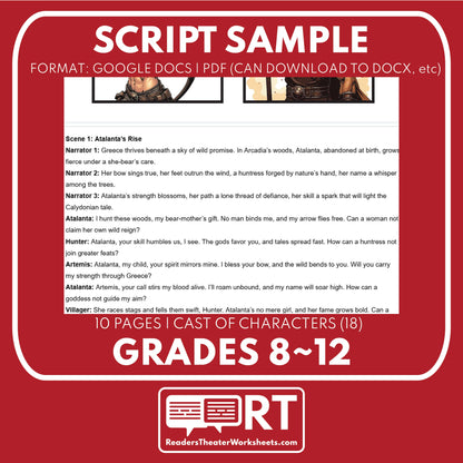 Atalanta & Meleager Reader's Theater Script | Greek Mythology Mortals - ["Grades 6-8","Grades 9-12","Greek Mortals","Greek Mythology","Greek Mythology for Google Classroom"]
