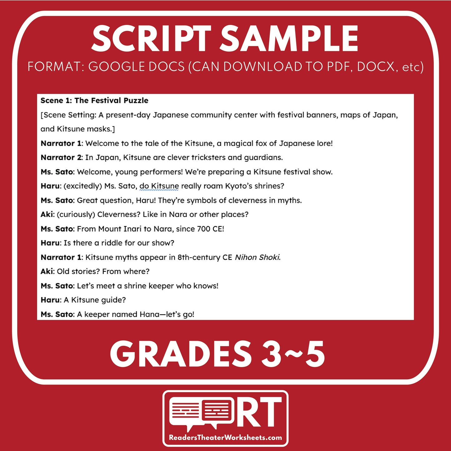 The Kitsune - Mythical Creatures | Readers Theater Script for Grades 3 to 5 - ["Grades 3-5","Mythical Creatures"]