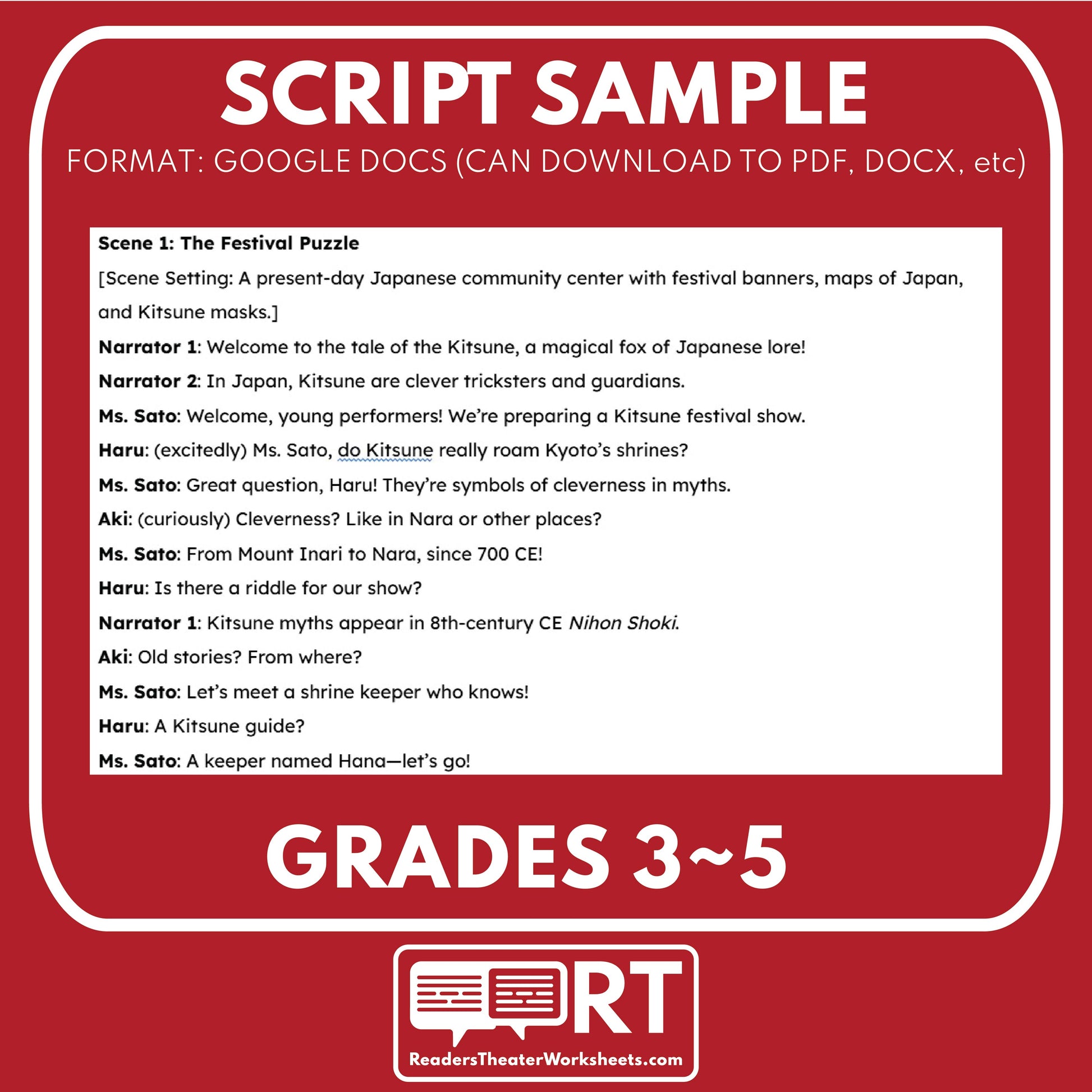 The Kitsune - Mythical Creatures | Readers Theater Script for Grades 3 to 5 - ["Grades 3-5","Mythical Creatures"]