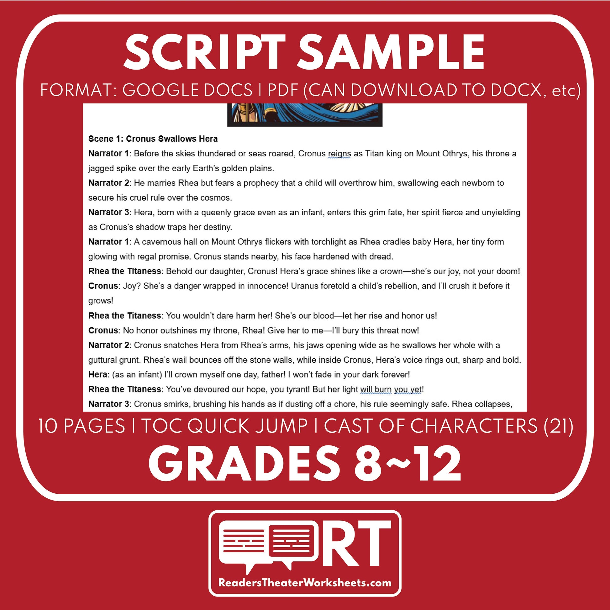 Hera Reader's Theater Script | The Olympians | Greek Mythology - ["Grades 6-8","Grades 9-12","Greek Mythology","Greek Mythology for Google Classroom"]