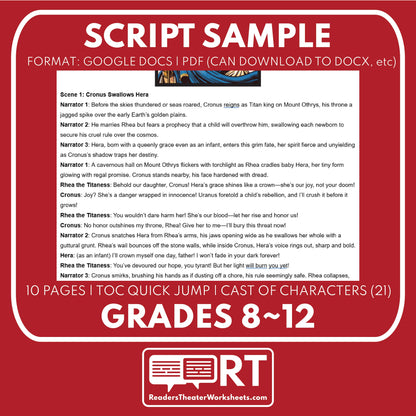 Hera Reader's Theater Script | The Olympians | Greek Mythology - ["Grades 6-8","Grades 9-12","Greek Mythology","Greek Mythology for Google Classroom"]