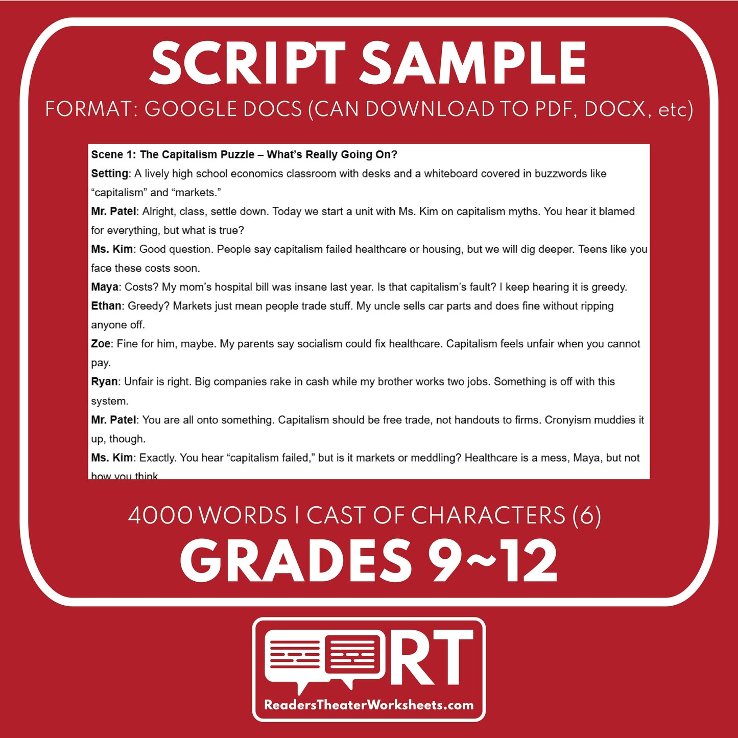 Capitalism & Free Market Myths Reader's Theater Script | ECON 101.5 Series - ["Econ 101.5","Economics","Grades 9-12"]