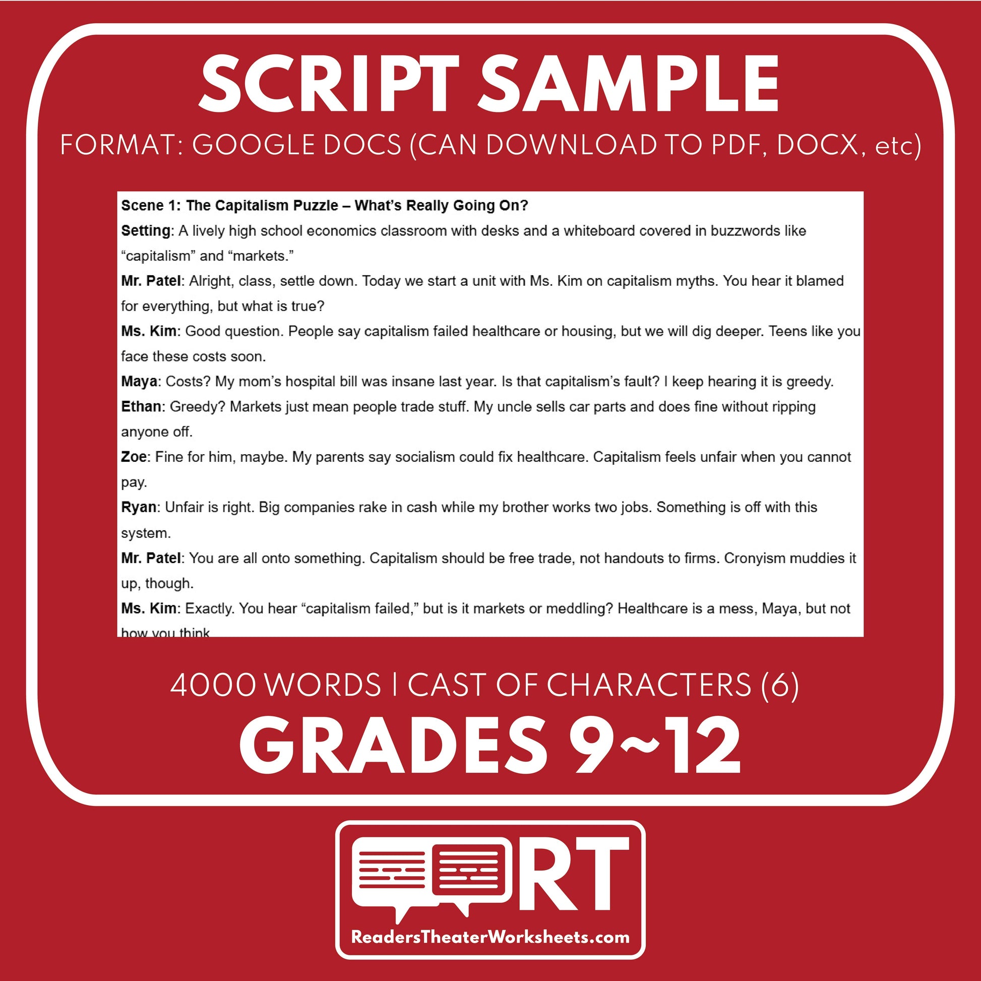 Capitalism & Free Market Myths Reader's Theater Script | ECON 101.5 Series - ["Econ 101.5","Economics","Grades 9-12"]