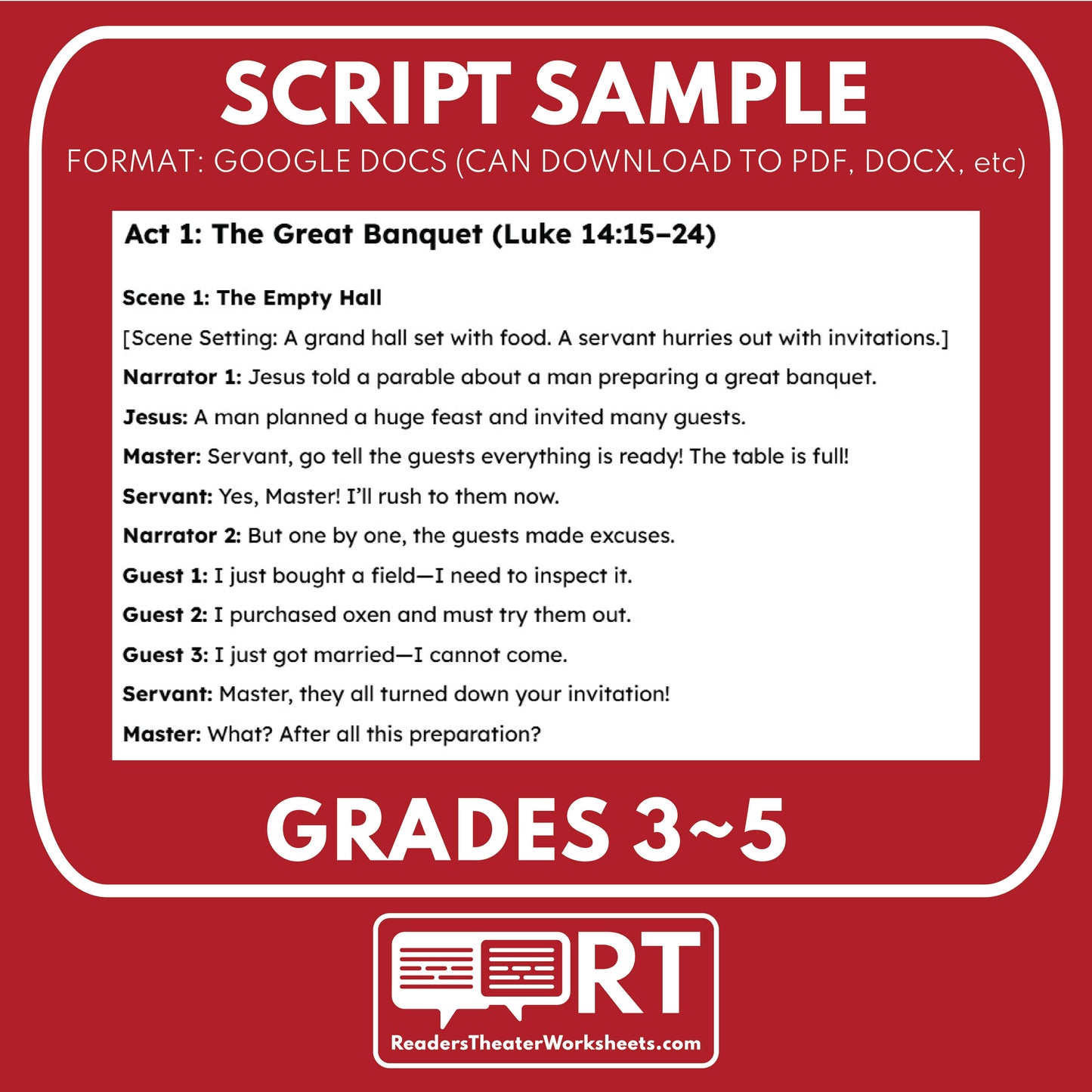 4 Parables about Evangelism & Rejection  | Readers Theater Script for Grades 3 to 5 - ["Bible Parable","Bible Teachings","Grades 3-5"]