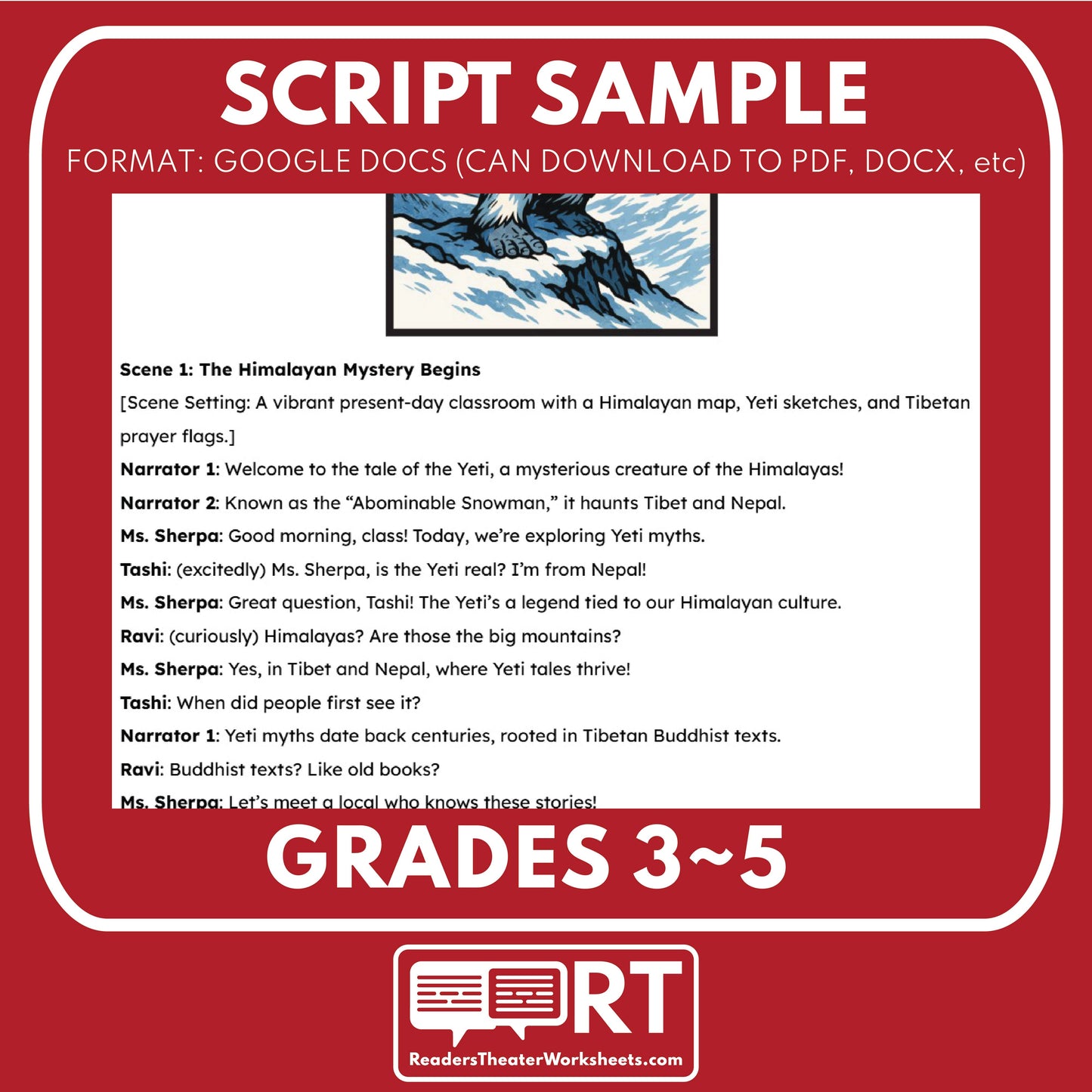 The Yeti - Mythical Creatures | Readers Theater Script for Grades 3 to 5 - ["Grades 3-5","Mythical Creatures"]