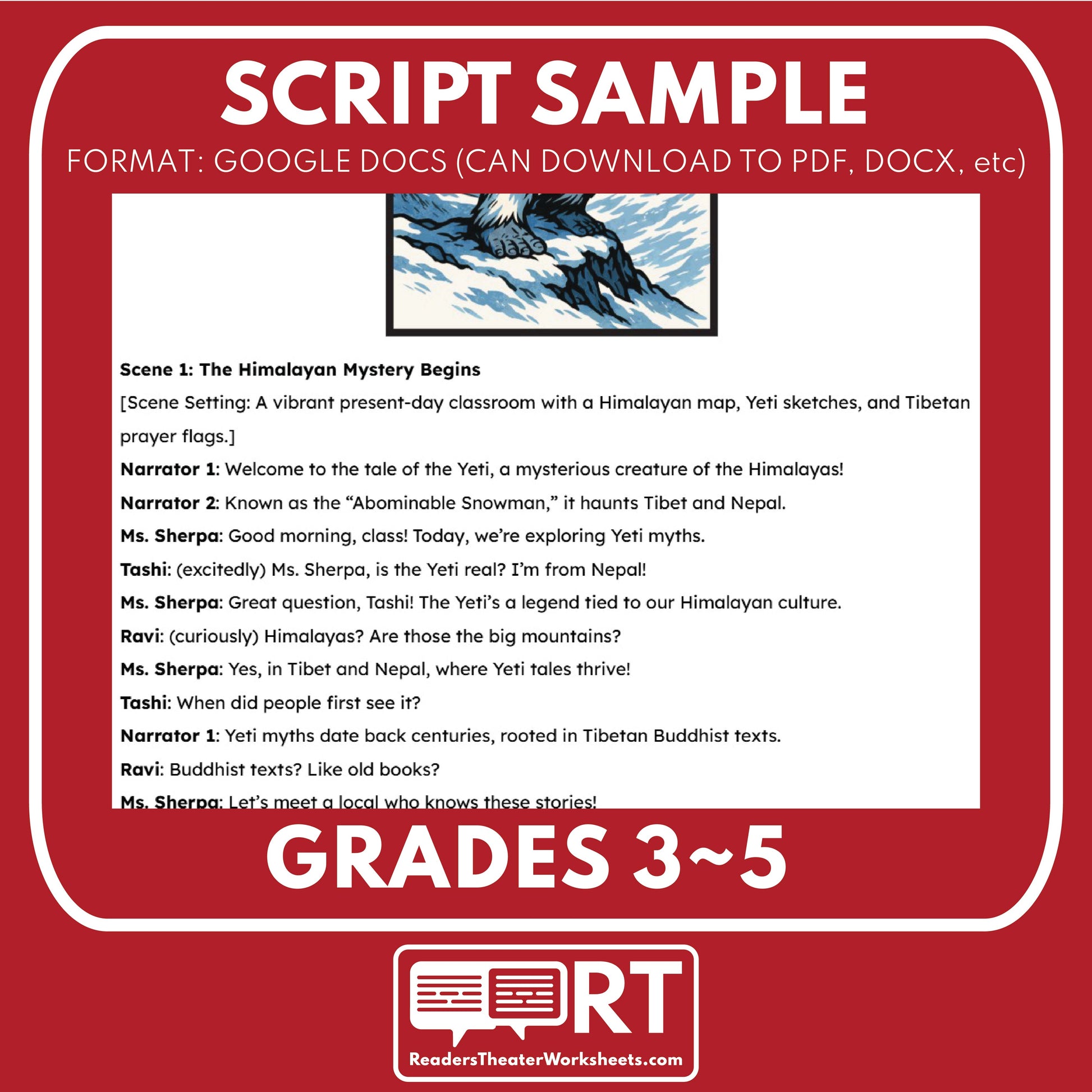 The Yeti - Mythical Creatures | Readers Theater Script for Grades 3 to 5 - ["Grades 3-5","Mythical Creatures"]