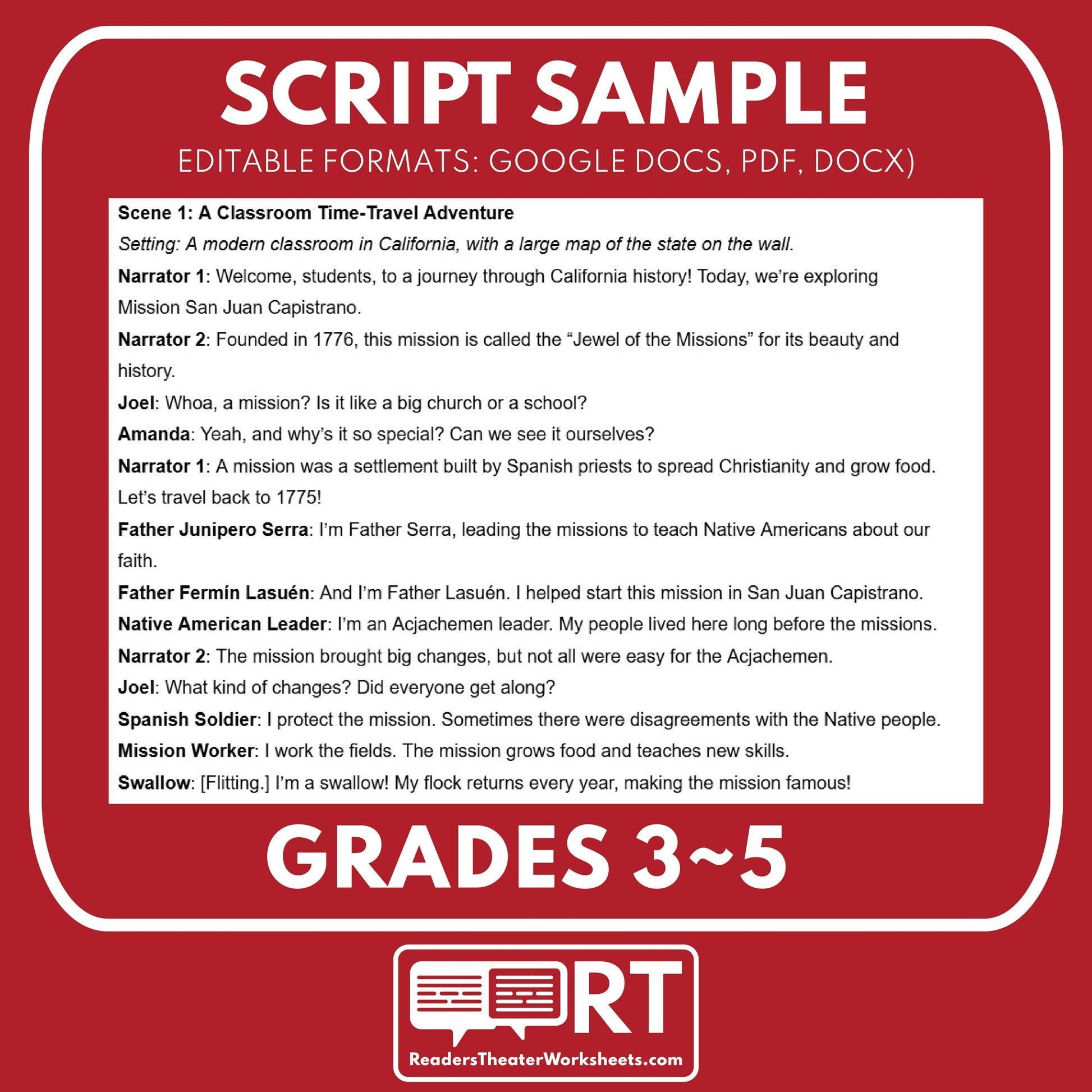 California Gold Rush Readers Theater Script | Grades 3-5 - ["100% FREE","CA State History","Grades 3-5","Readers Theater"]