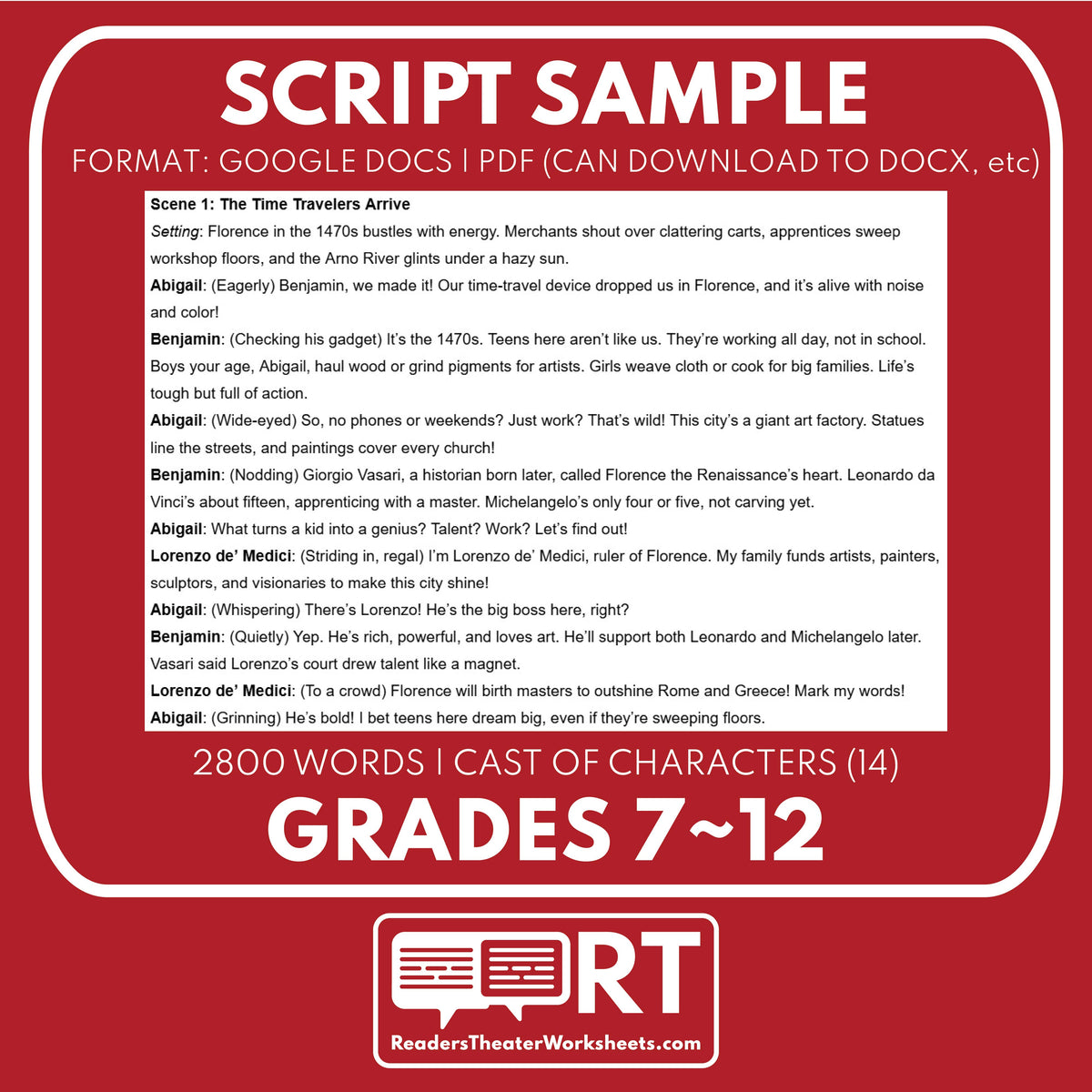 Da Regular Script Leonardo da Vinci & Michelangelo Readers Theater Script | Historical R ...