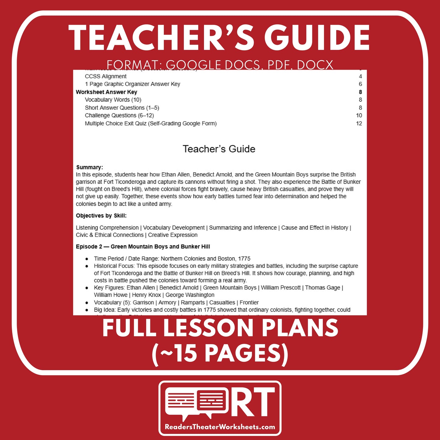 Green Mountain Boys and Bunker Hill — Revolutionary War Audio Lesson | Grades 5–8