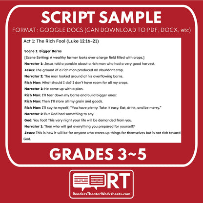 4 Parables about Stewardship & Greed | Readers Theater Script for Grades 3 to 5 - ["Bible Parable","Bible Teachings","Grades 3-5"]