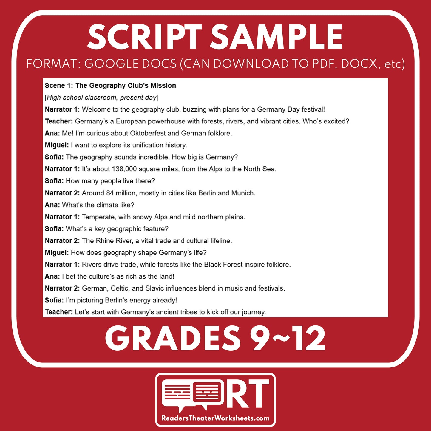 Germany Readers Theater Script | Geography & Social Studies Class - ["Geography","Grades 6-8","Grades 9-12","Self-Graded Quiz"]