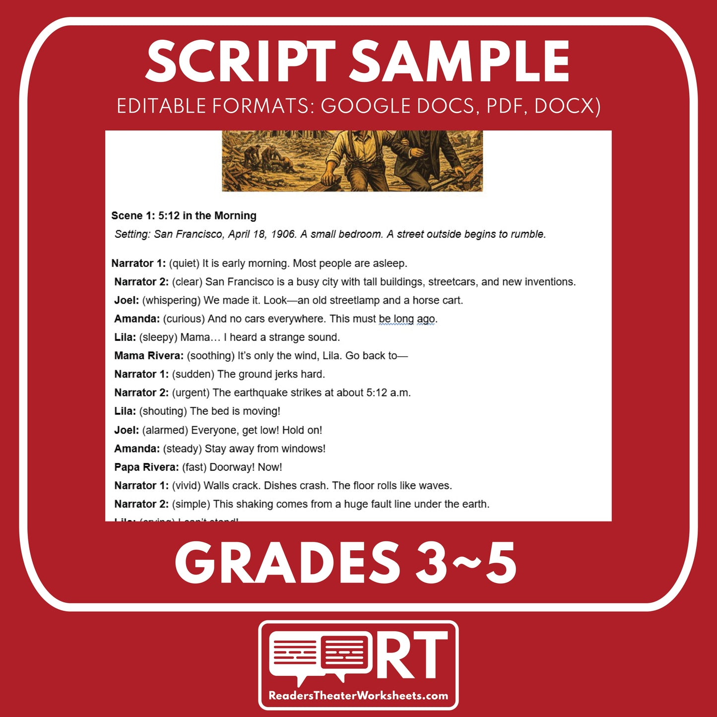 California State History | 1906 San Francisco Earthquake Readers Theater Script | Grades 3-5