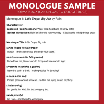 10 Weather with an Attitude Monologue Scripts for Grades 1 to 3 | No Prep | Print & Go! - ["Grades 1-2","Grades 3-5","Monologue"]