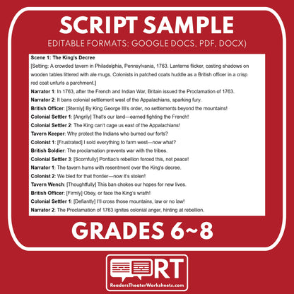 The Proclamation of 1763 Readers Theater Script | Grades 6-8 - ["Grades 6-8","U.S. History - Colonial America"]