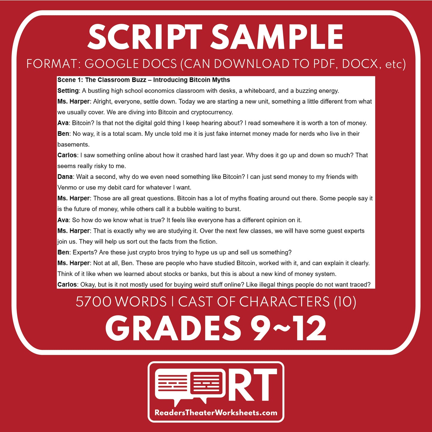 Bitcoin & Cryptocurrency Myths Reader's Theater Script | ECON 101.5 Series - ["Econ 101.5","Economics","Grades 9-12"]