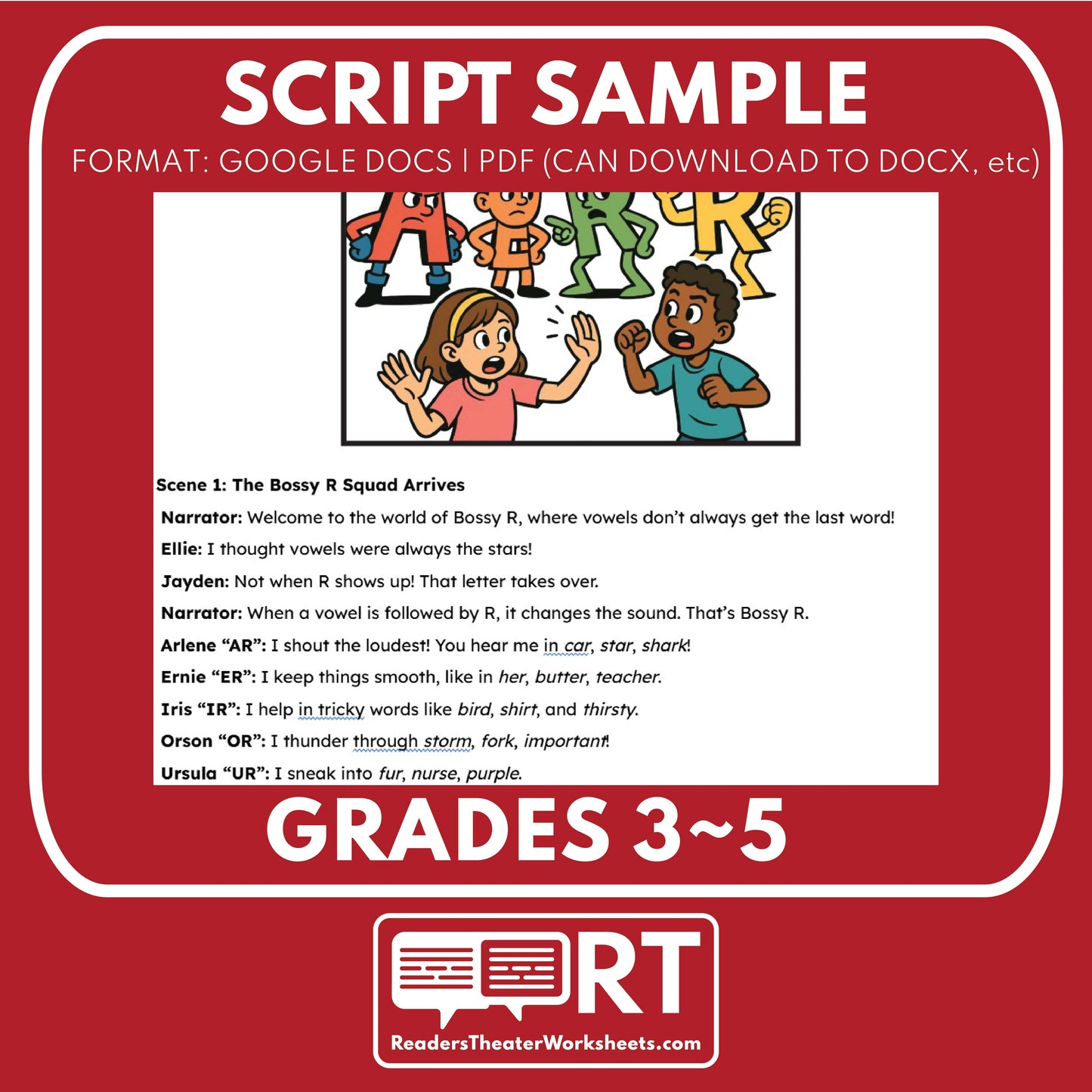 The Battle of the Bossy R | ELA RT Script | Grades 3–5 | R-Controlled Vowels - ["Grades 3-5","Phonics"]