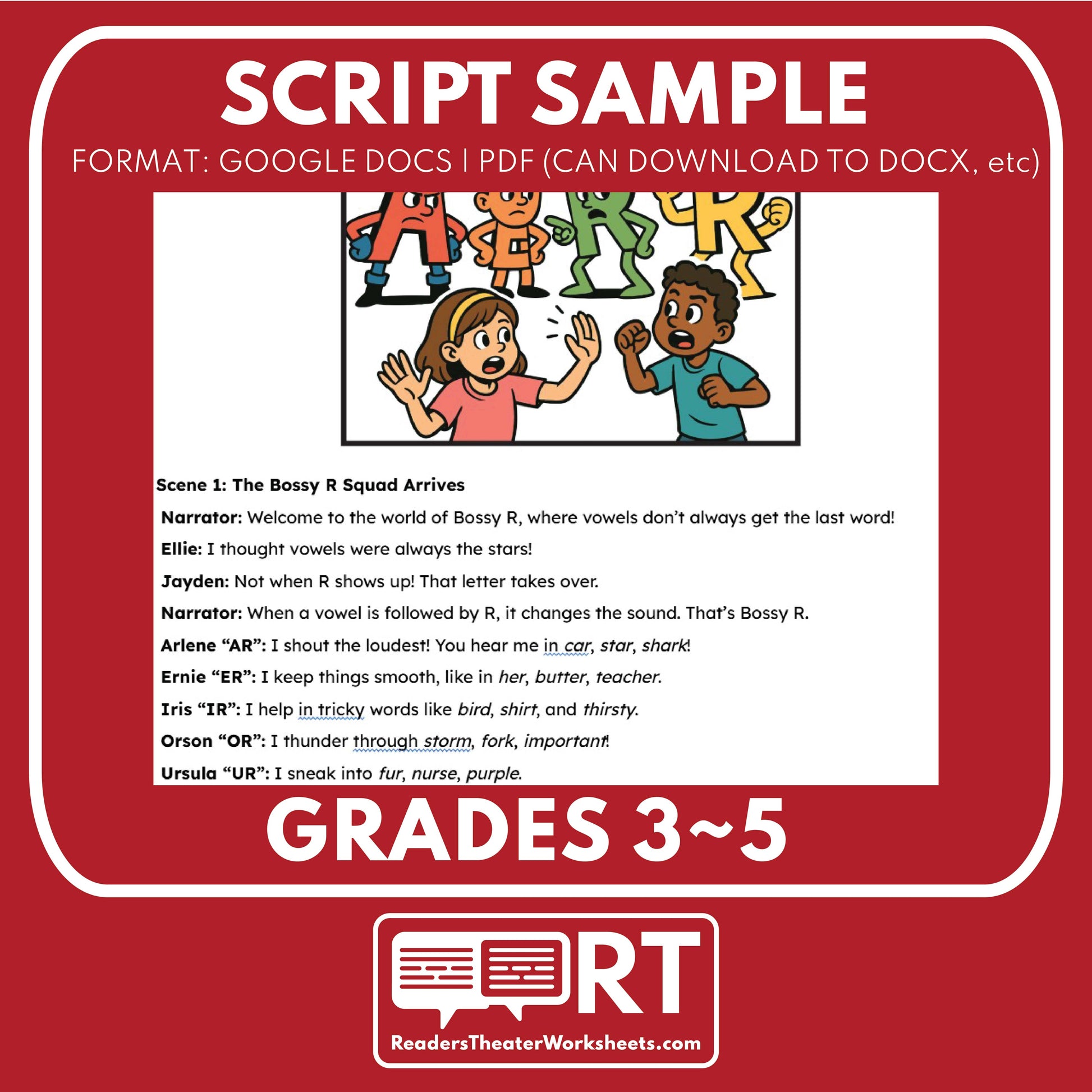 The Battle of the Bossy R | ELA RT Script | Grades 3–5 | R-Controlled Vowels - ["Grades 3-5","Phonics"]