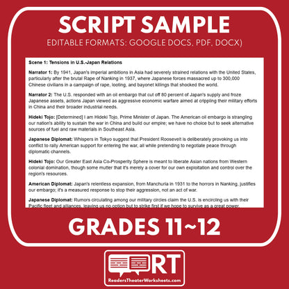 Pearl Harbor & U.S. Enters World War II Readers Theater Script (Grades 11-12) - ["Grades 9-12","U.S. History - WWII"]