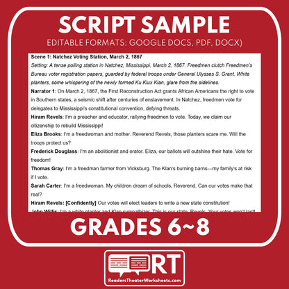Black Political Participation | Reconstruction Era History Readers Theater Grades 6-8 - ["Grades 6-8","U.S. History \u2013 Reconstruction Era"]