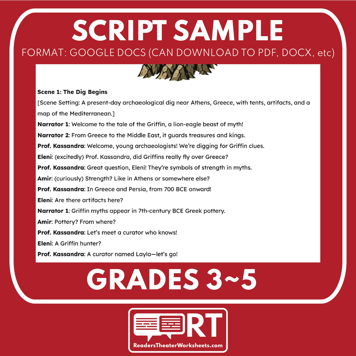 Griffin Script Writing The Griffin - Mythical Creatures | Readers Theater Script for Grades 3 ...