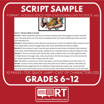 Hermes Reader's Theater Script | The Olympians | Greek Mythology - ["Grades 6-8","Grades 9-12","Greek Mythology","Greek Mythology for Google Classroom"]