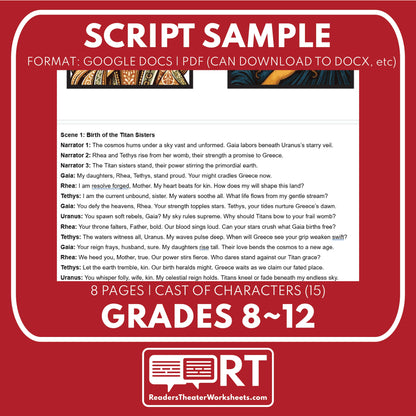 Rhea & Tethys Reader's Theater Script | Titan Gods | Greek Mythology - ["Grades 6-8","Grades 9-12","Greek Mythology","Greek Mythology for Google Classroom","Titan Gods"]