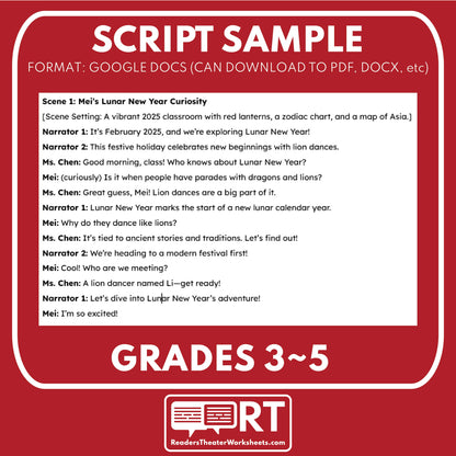 Lunar New Year Holiday Readers Theater Script for Grades 3 to 5 - ["Grades 3-5","Holidays Around the World","Small Groups"]