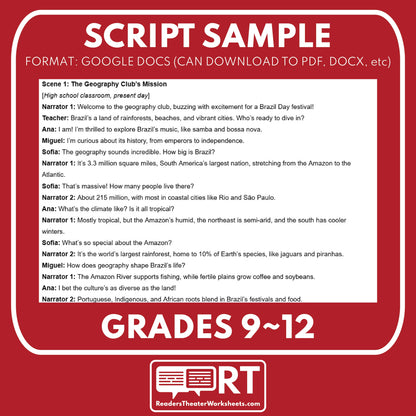 Brazil Readers Theater Script | Geography & Social Studies Class - ["Geography","Grades 6-8","Grades 9-12","Self-Graded Quiz"]