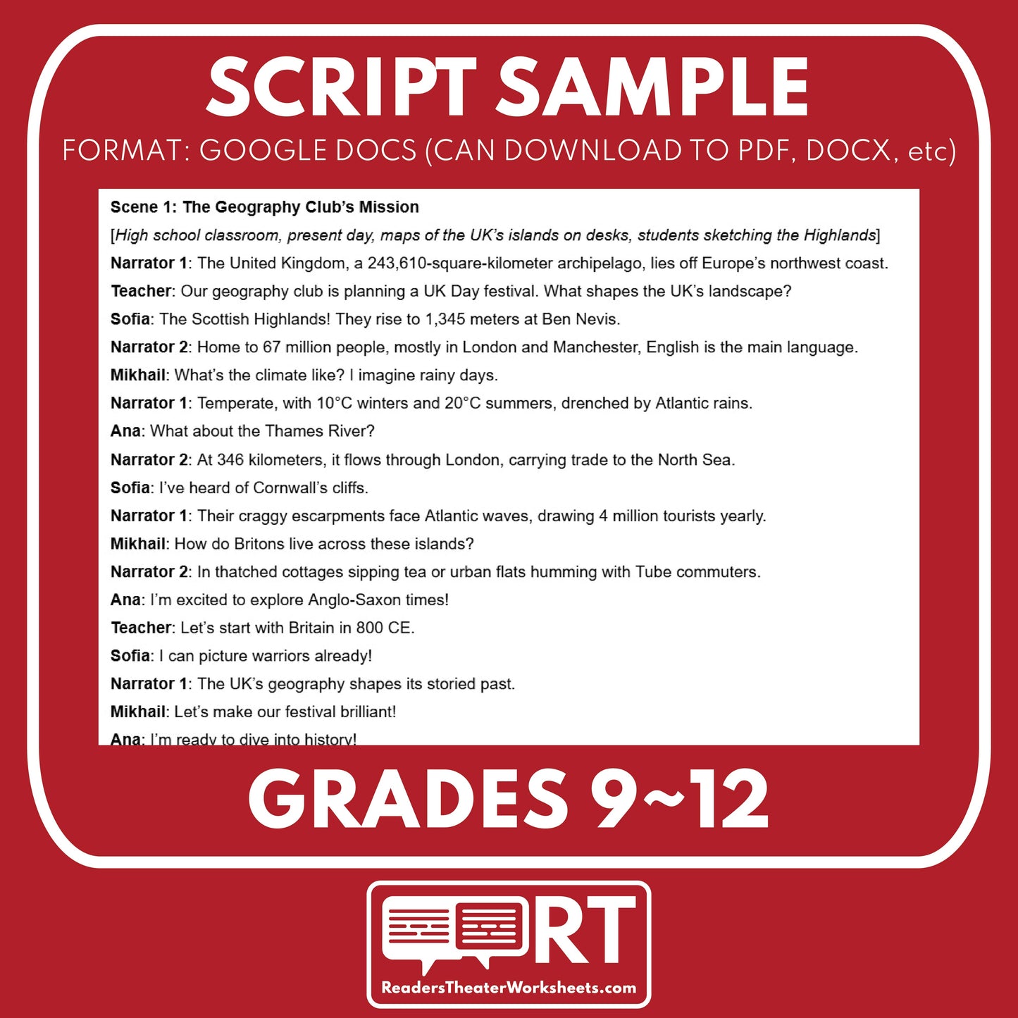 United Kingdom Readers Theater Script | Geography & Social Studies Class - ["Geography","Grades 6-8","Grades 9-12","Self-Graded Quiz"]
