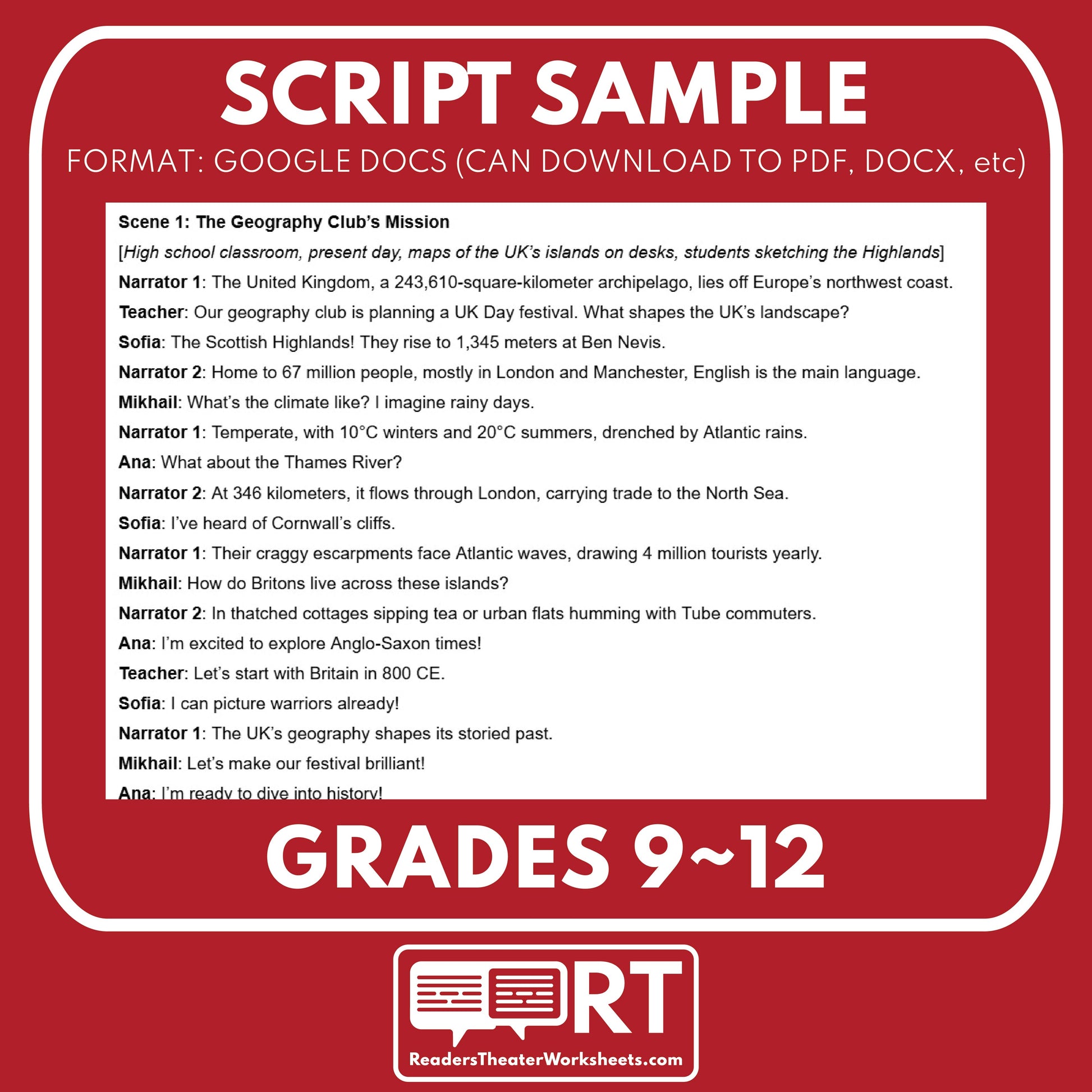 United Kingdom Readers Theater Script | Geography & Social Studies Class - ["Geography","Grades 6-8","Grades 9-12","Self-Graded Quiz"]