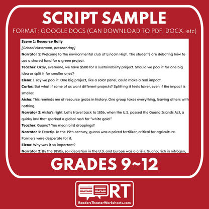 Free Historical Readers Theater Script | The Guano Act | Odd Event Series - ["100% FREE","Grades 6-8","Grades 9-12","History - Odd Events","Self-Graded Quiz"]