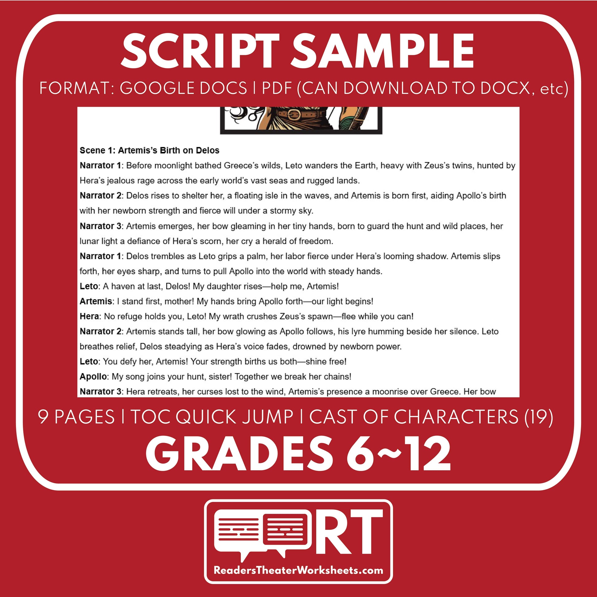 Artemis Reader's Theater Script | The Olympians | Greek Mythology - ["Grades 6-8","Grades 9-12","Greek Mythology","Greek Mythology for Google Classroom"]