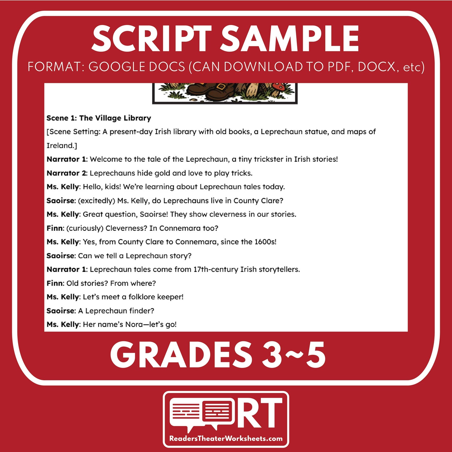 Irish Leprechauns - Mythical Creatures | Readers Theater Script for Grades 3-5 - ["Grades 3-5","Mythical Creatures"]