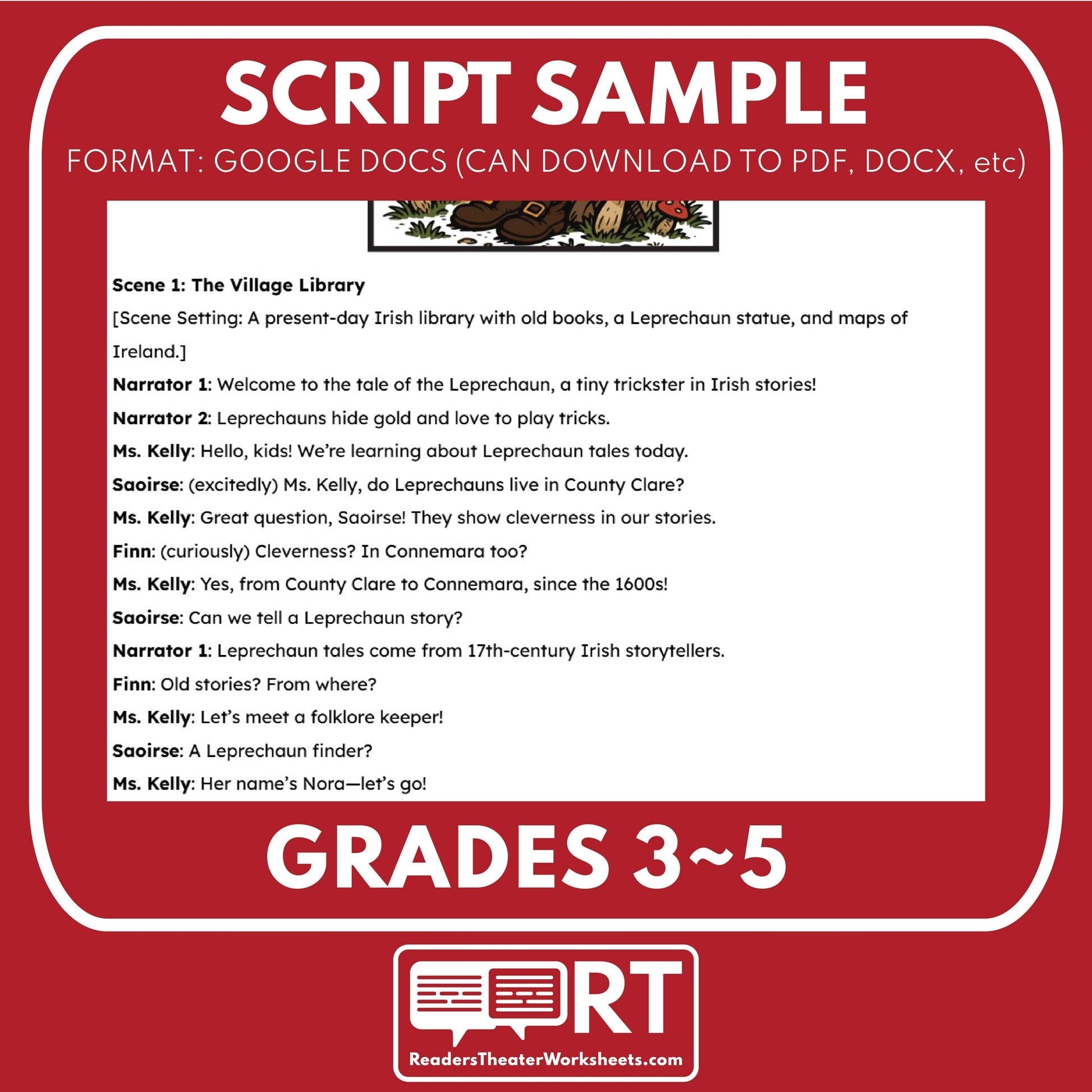 Irish Leprechauns - Mythical Creatures | Readers Theater Script for Grades 3-5 - ["Grades 3-5","Mythical Creatures"]