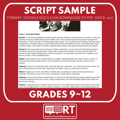 Sherlock Holmes - The Adventure of the Engineer’s Thumb Readers Theater Script for Grades 9 to 12