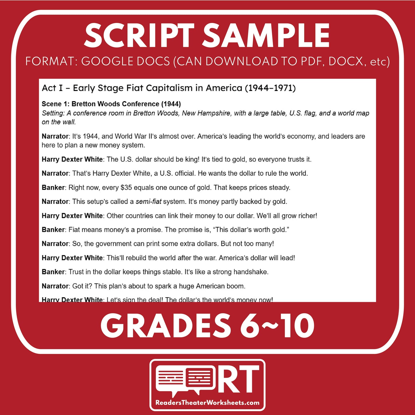Fiat Capitalism in 3 Stages | Economics Readers Theater Script | Inflation - ["Economics","Grades 6-8","Grades 9-12"]