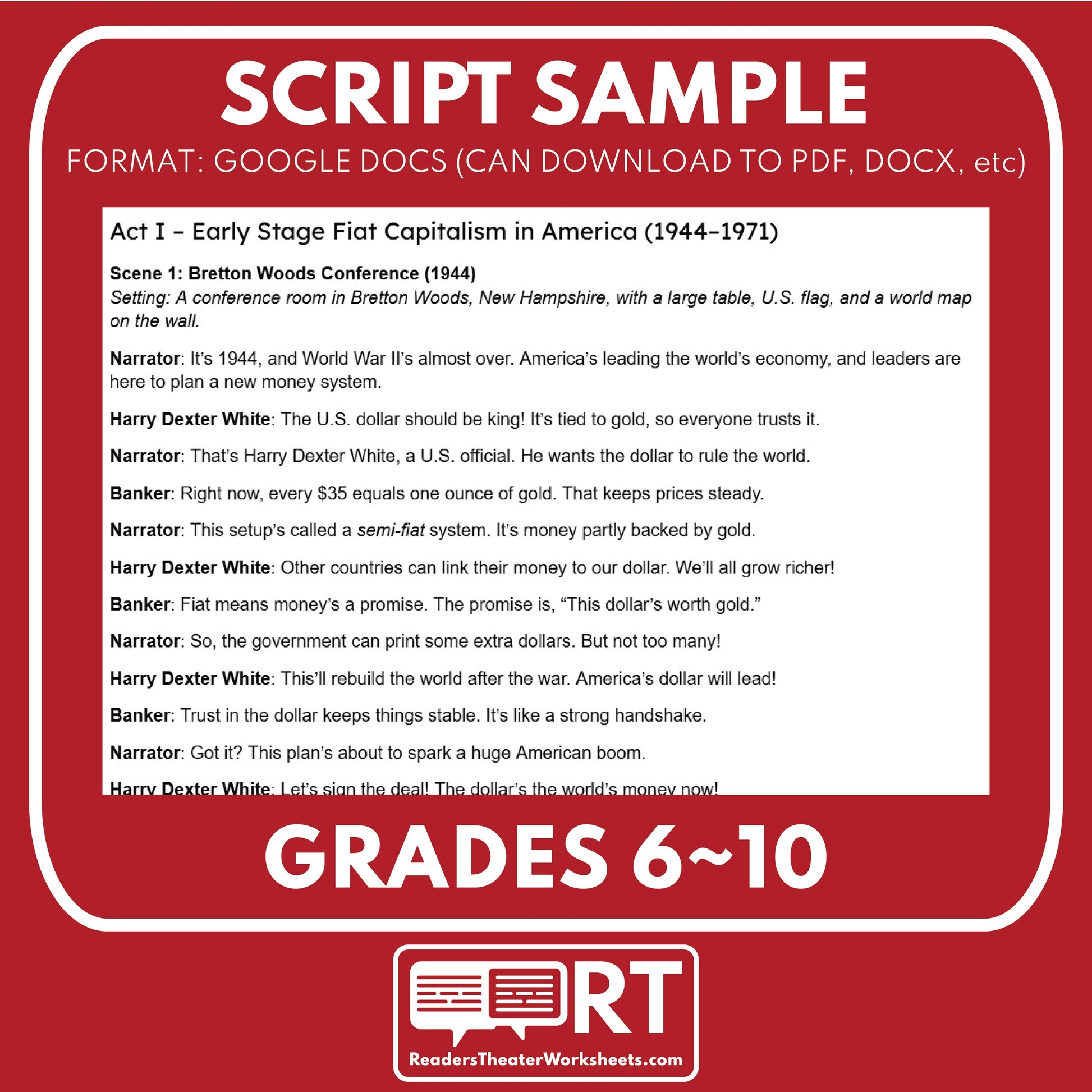 Fiat Capitalism in 3 Stages | Economics Readers Theater Script | Inflation - ["Economics","Grades 6-8","Grades 9-12"]